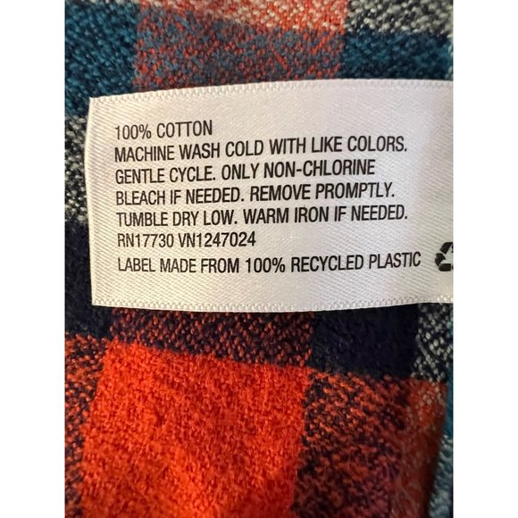 Merona men’s XL red blue plaid button-down flannel long sleev - Picture 11 of 14